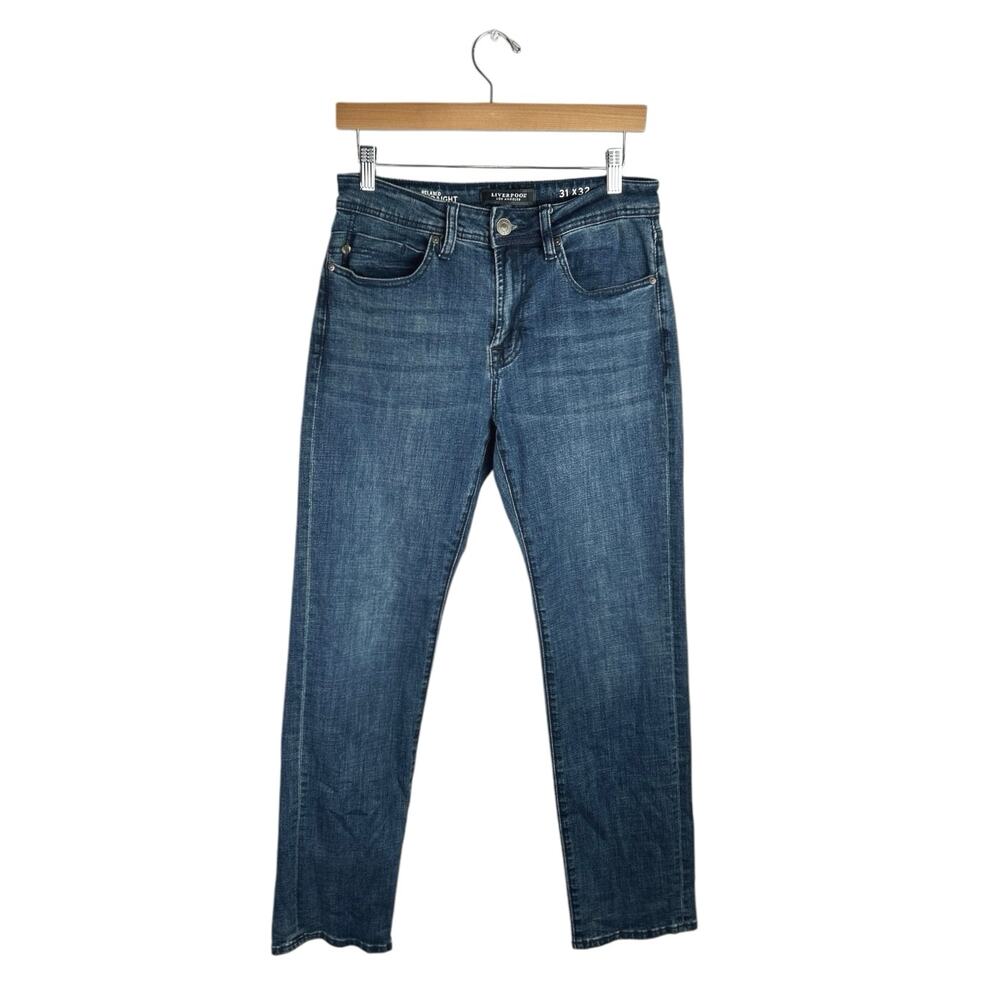 Liverpool Mens Blue Relaxed Straight High Waist Medium Wash Denim Jeans Pants 31
